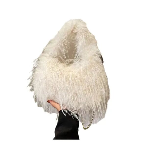 Elegant Womens Medium Plush Vintage Pillow Handbag With Zipper & Chain Strap - Picture 4 of 7